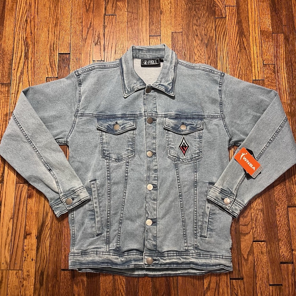FISLL Los Vegas Aces Denim Jacket Size Medium Unisex Blue WNBA